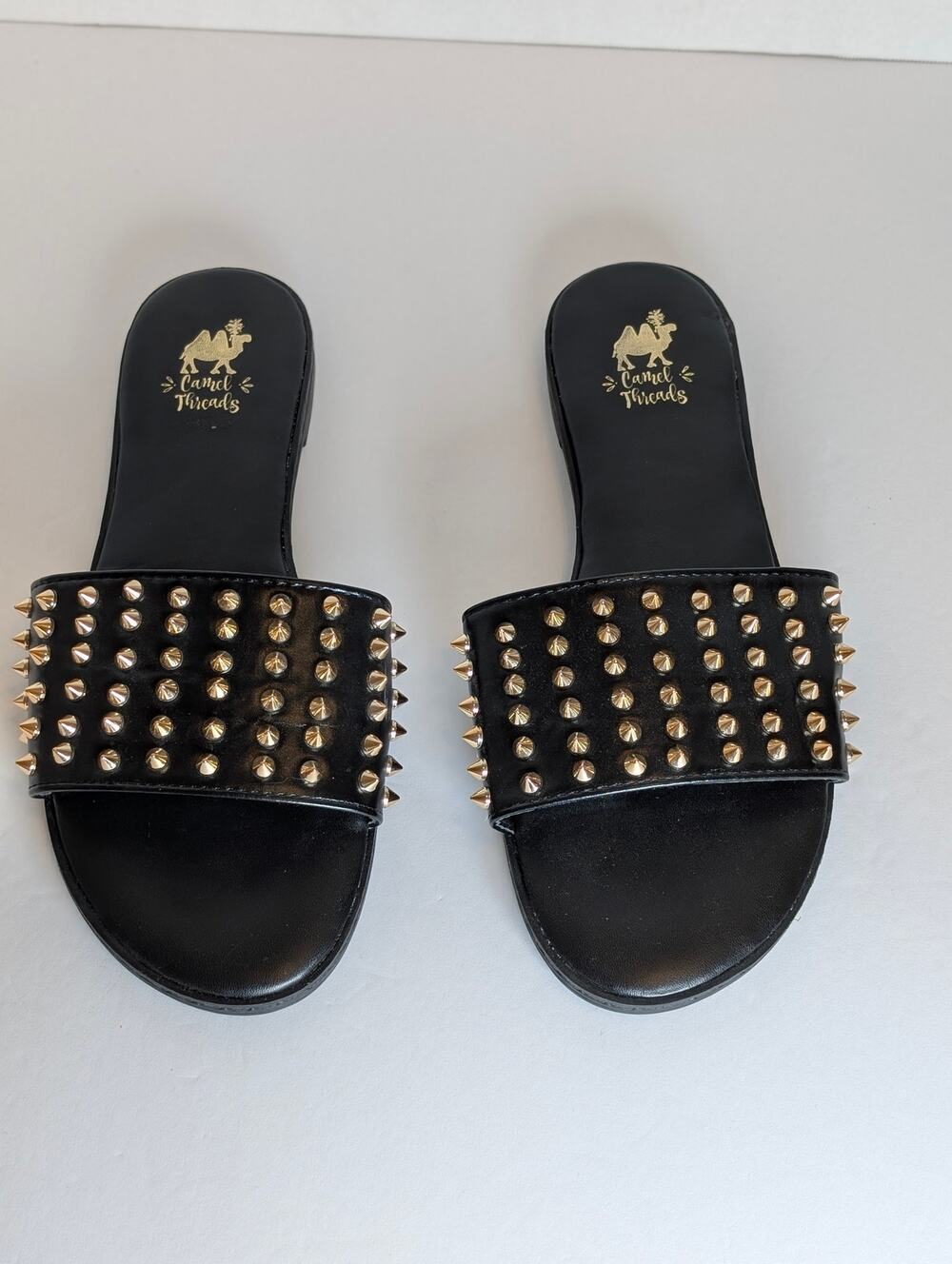 Camel Threads Flirtini Womens Studded Slide Sandals Black Gold EU 41 US 11